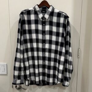 Theory Black and White Checkered Men's Shirt